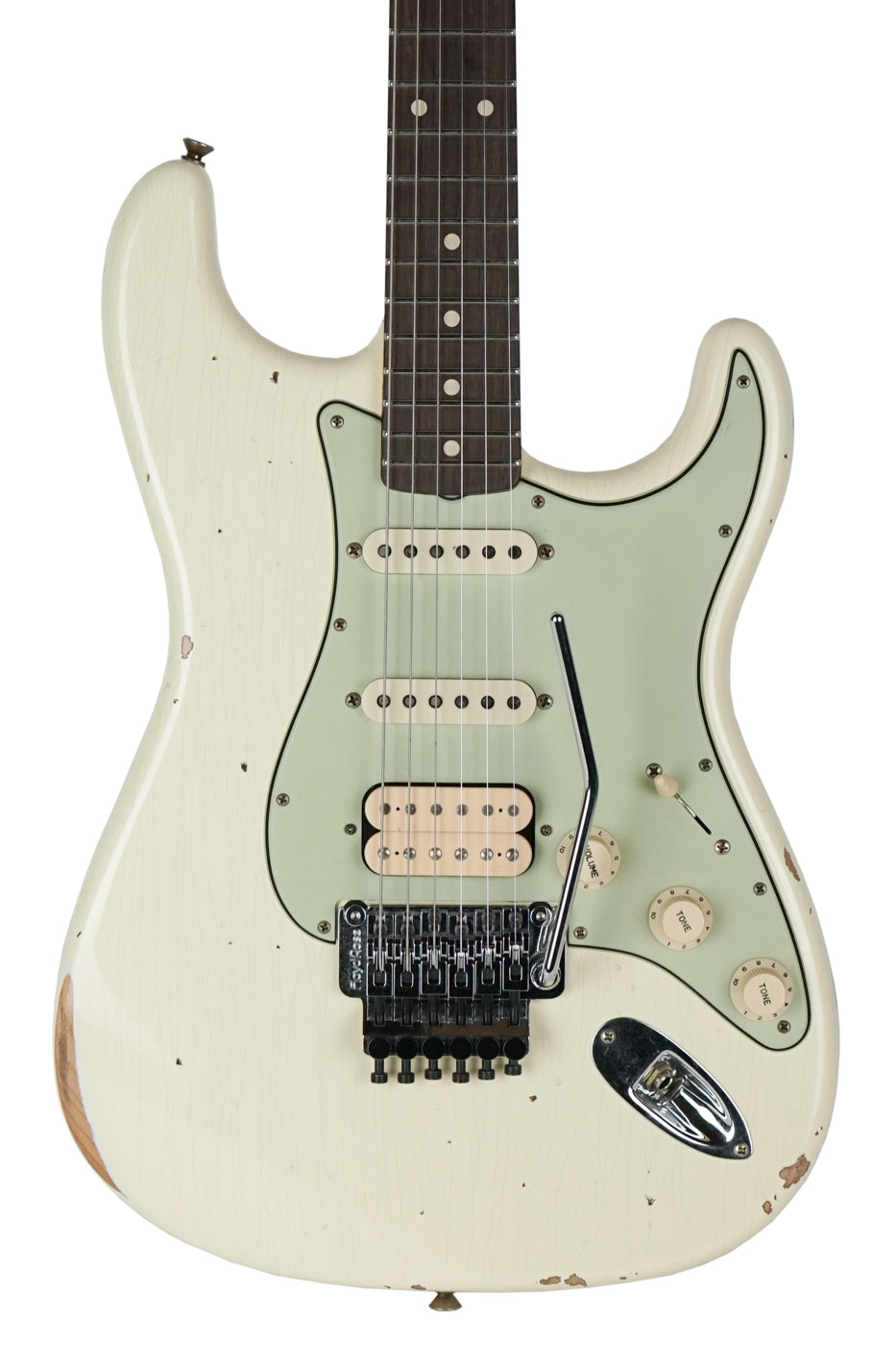 New Fender Custom Shop 1960 Stratocaster Relic HSS Vintage White Floyd Rose