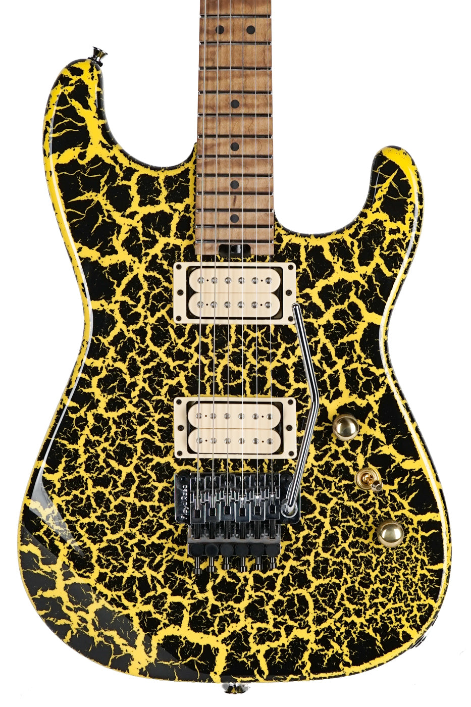 New Charvel Custom Shop San Dimas Floyd Rose 2H Graffiti Yellow Crackle