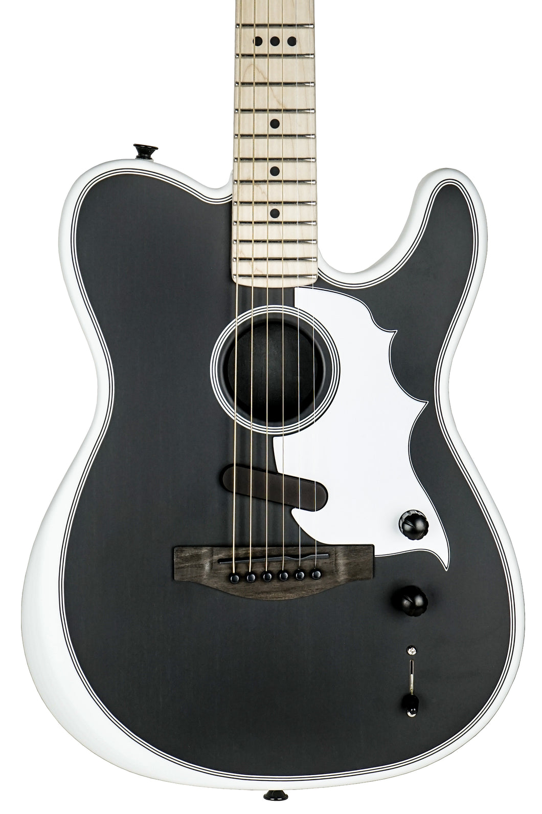 New Fender Jack White Triplesonic Acoustasonic Telecaster Satin Arctic White with Black Top