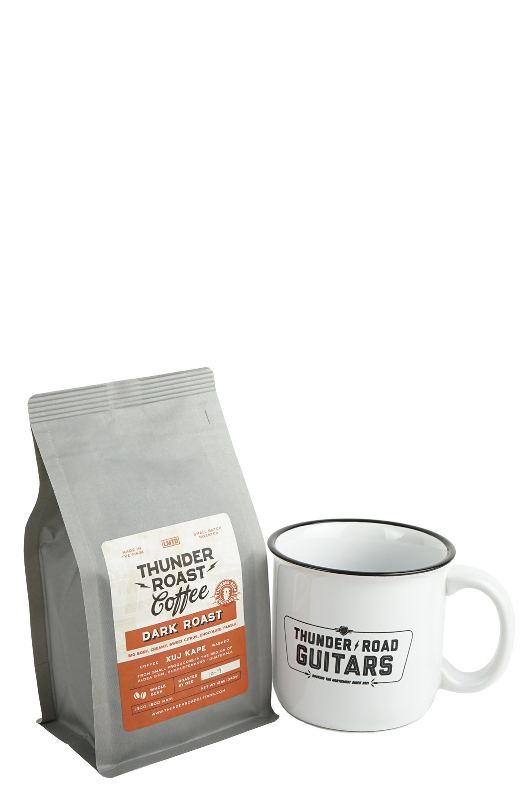 QED Thunder Roast Coffee 12oz Dark Roast w/ TRG Camp Fire Mug