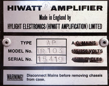 Load image into Gallery viewer, 1981 Hiwatt DR 103 Head Hylight Electronics
