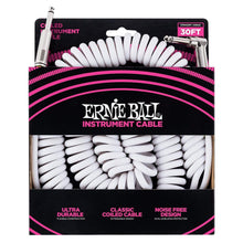 Load image into Gallery viewer, Ernie Ball Coiled Instrument Cable Straight/Angle 30ft - White
